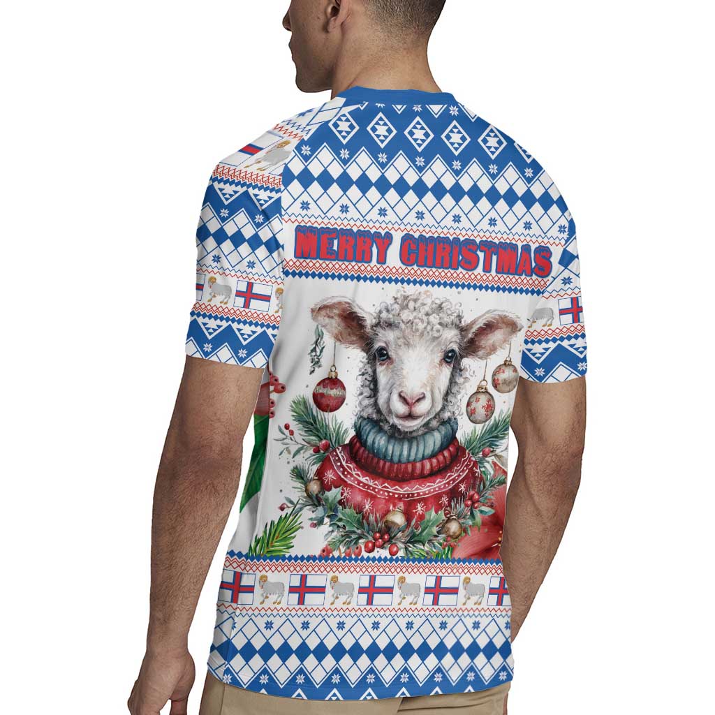Faroe Islands Christmas Rugby Jersey Cute Faroese Sheep Xmas Patterns - Wonder Print Shop