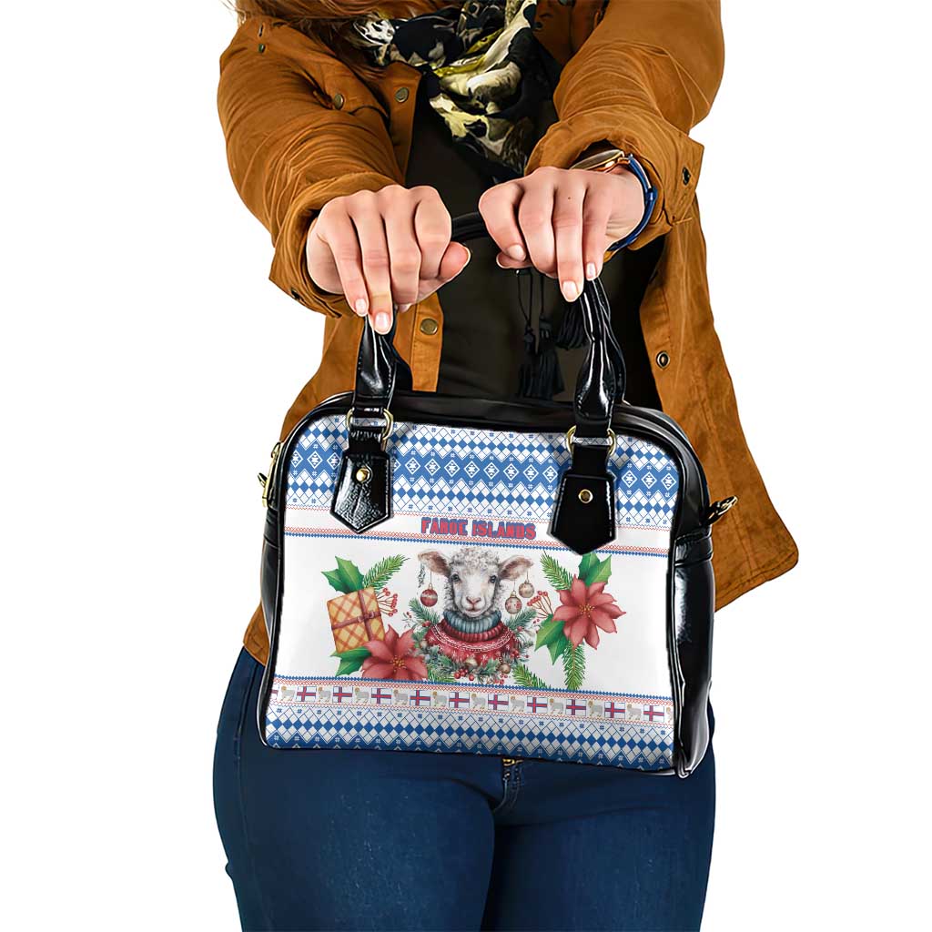 Faroe Islands Christmas Shoulder Handbag Cute Faroese Sheep Xmas Patterns - Wonder Print Shop
