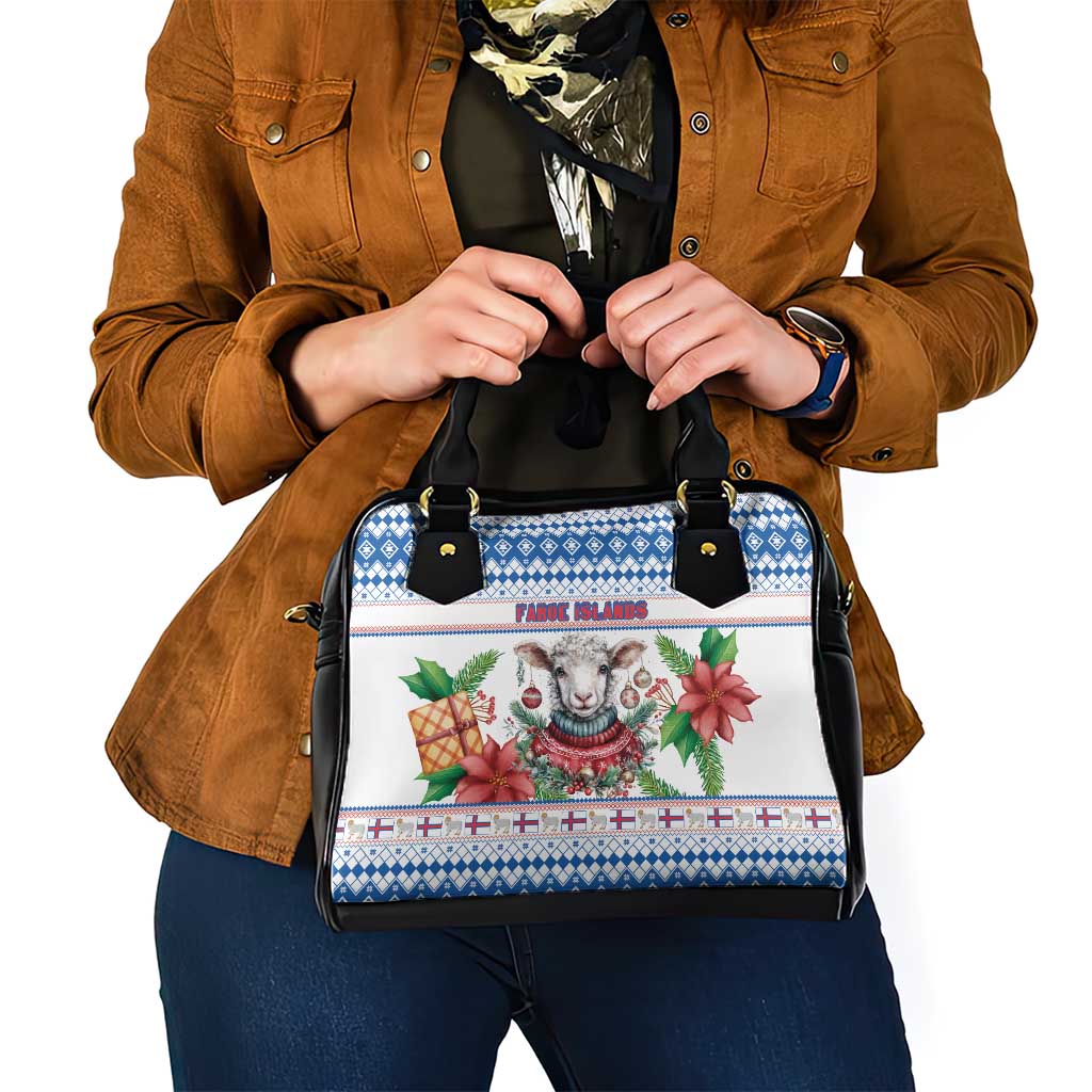 Faroe Islands Christmas Shoulder Handbag Cute Faroese Sheep Xmas Patterns - Wonder Print Shop