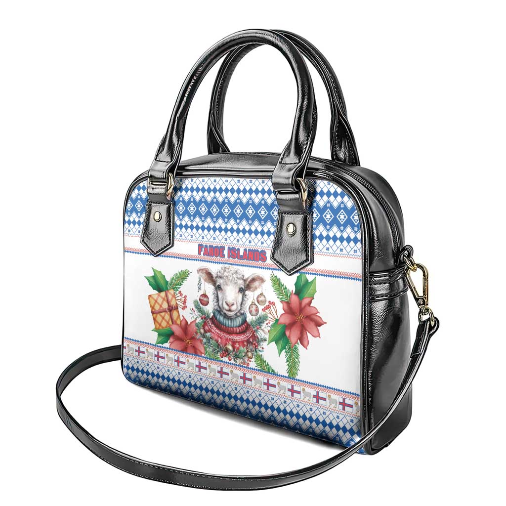 Faroe Islands Christmas Shoulder Handbag Cute Faroese Sheep Xmas Patterns - Wonder Print Shop