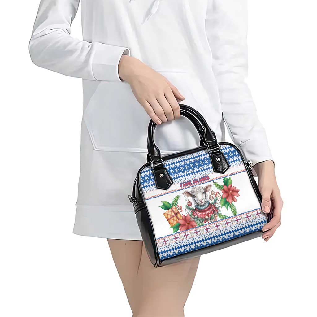 Faroe Islands Christmas Shoulder Handbag Cute Faroese Sheep Xmas Patterns - Wonder Print Shop