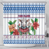 Faroe Islands Christmas Shower Curtain Cute Faroese Sheep Xmas Patterns - Wonder Print Shop