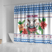 Faroe Islands Christmas Shower Curtain Cute Faroese Sheep Xmas Patterns - Wonder Print Shop