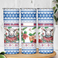 Faroe Islands Christmas Skinny Tumbler Cute Faroese Sheep Xmas Patterns - Wonder Print Shop