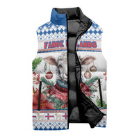 Faroe Islands Christmas Sleeveless Puffer Jacket Cute Faroese Sheep Xmas Patterns - Wonder Print Shop