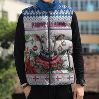 Faroe Islands Christmas Sleeveless Puffer Jacket Cute Faroese Sheep Xmas Patterns - Wonder Print Shop