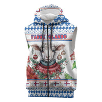 Faroe Islands Christmas Sleeveless Zip Hoodie Cute Faroese Sheep Xmas Patterns - Wonder Print Shop