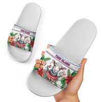 Faroe Islands Christmas Slide Sandals Cute Faroese Sheep Xmas Patterns - Wonder Print Shop