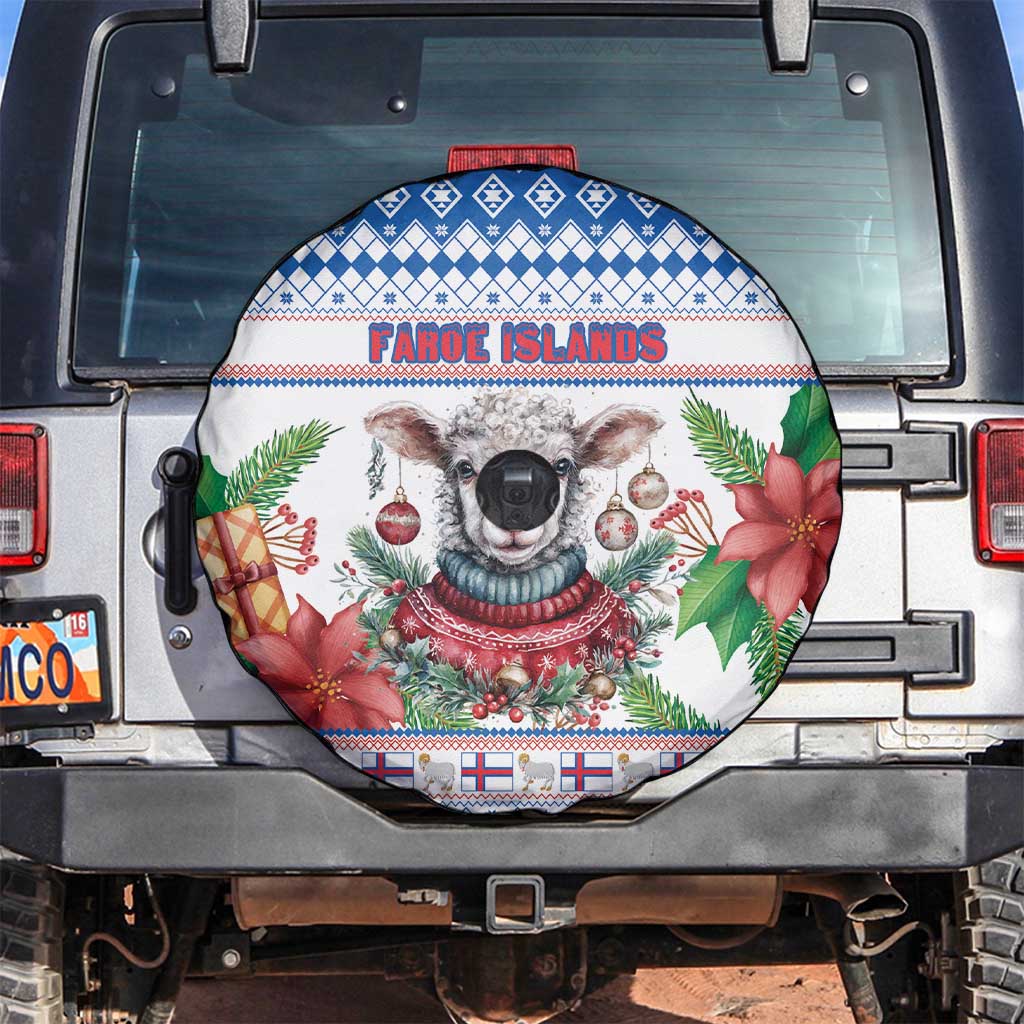 Faroe Islands Christmas Spare Tire Cover Cute Faroese Sheep Xmas Patterns - Wonder Print Shop