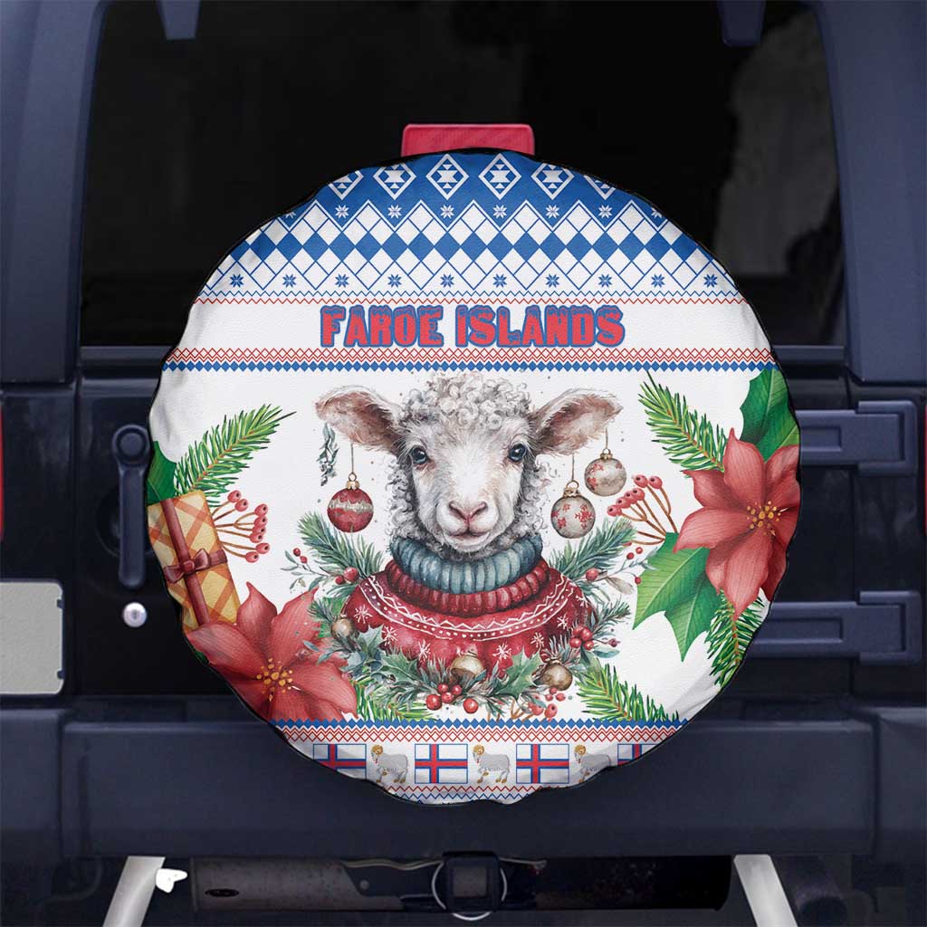 Faroe Islands Christmas Spare Tire Cover Cute Faroese Sheep Xmas Patterns - Wonder Print Shop