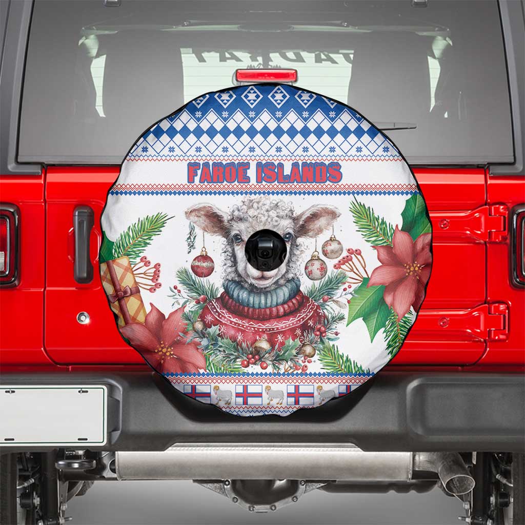 Faroe Islands Christmas Spare Tire Cover Cute Faroese Sheep Xmas Patterns - Wonder Print Shop