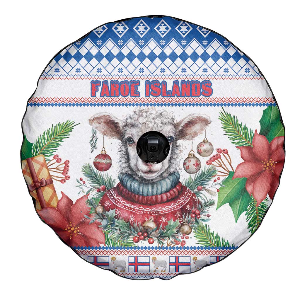 Faroe Islands Christmas Spare Tire Cover Cute Faroese Sheep Xmas Patterns - Wonder Print Shop