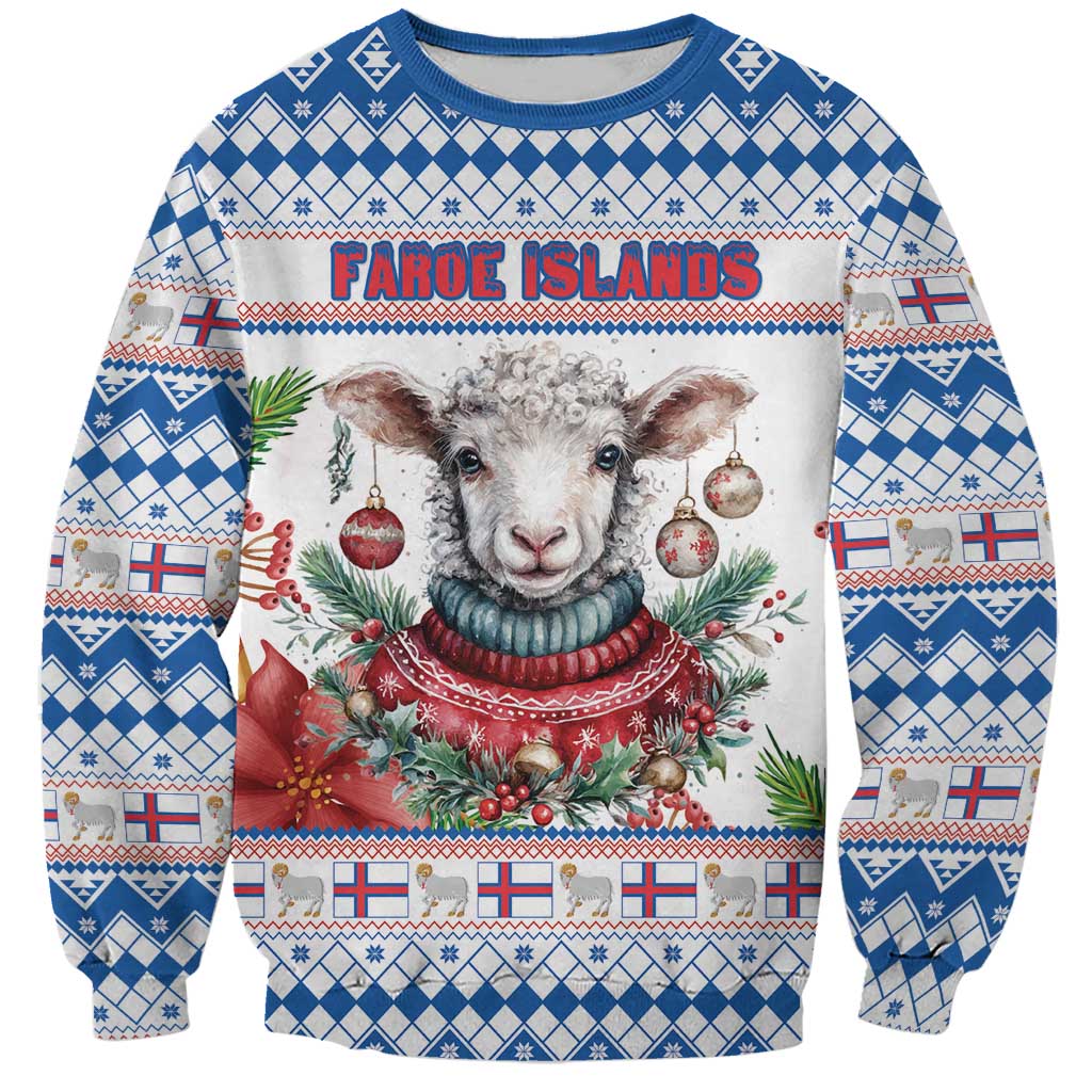 Faroe Islands Christmas Sweatshirt Cute Faroese Sheep Xmas Patterns - Wonder Print Shop