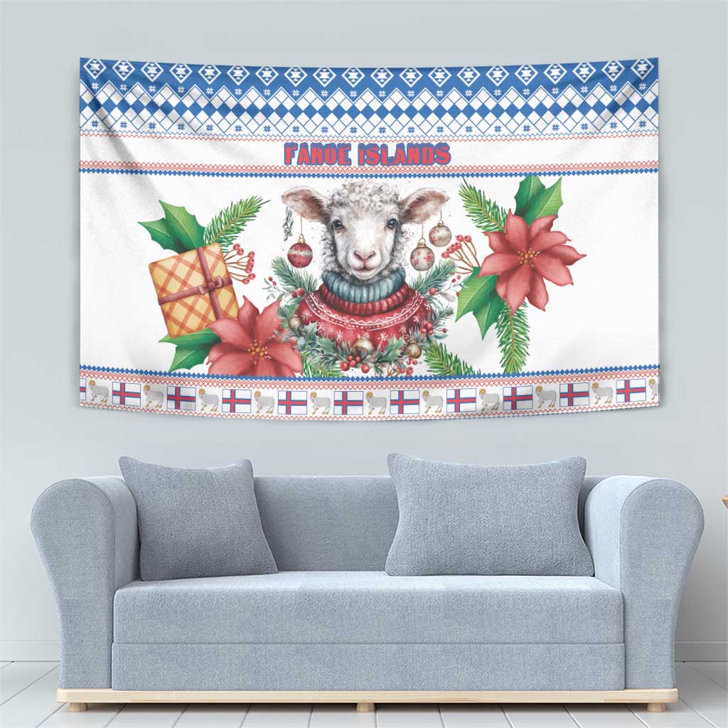 Faroe Islands Christmas Tapestry Cute Faroese Sheep Xmas Patterns - Wonder Print Shop