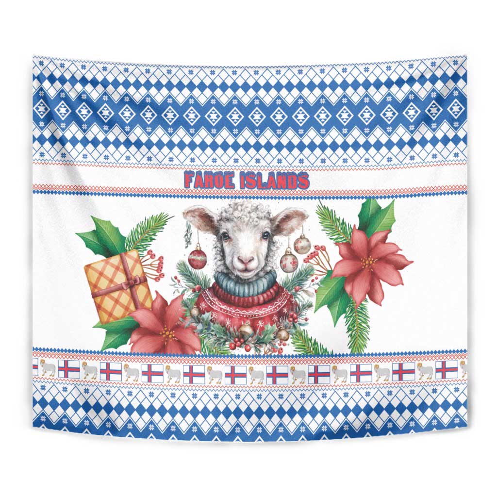 Faroe Islands Christmas Tapestry Cute Faroese Sheep Xmas Patterns - Wonder Print Shop
