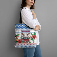 Faroe Islands Christmas Tote Bag Cute Faroese Sheep Xmas Patterns - Wonder Print Shop