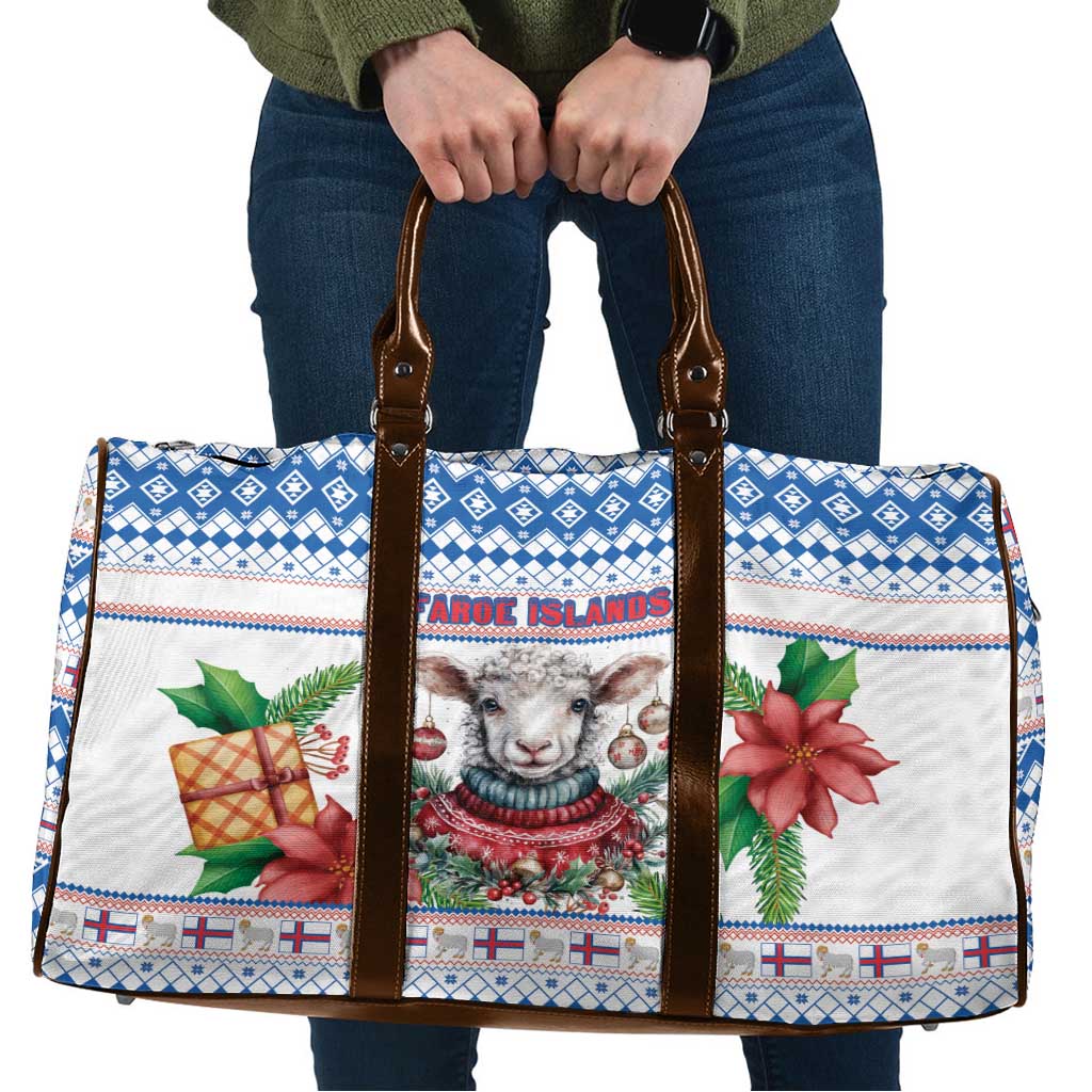 Faroe Islands Christmas Travel Bag Cute Faroese Sheep Xmas Patterns - Wonder Print Shop