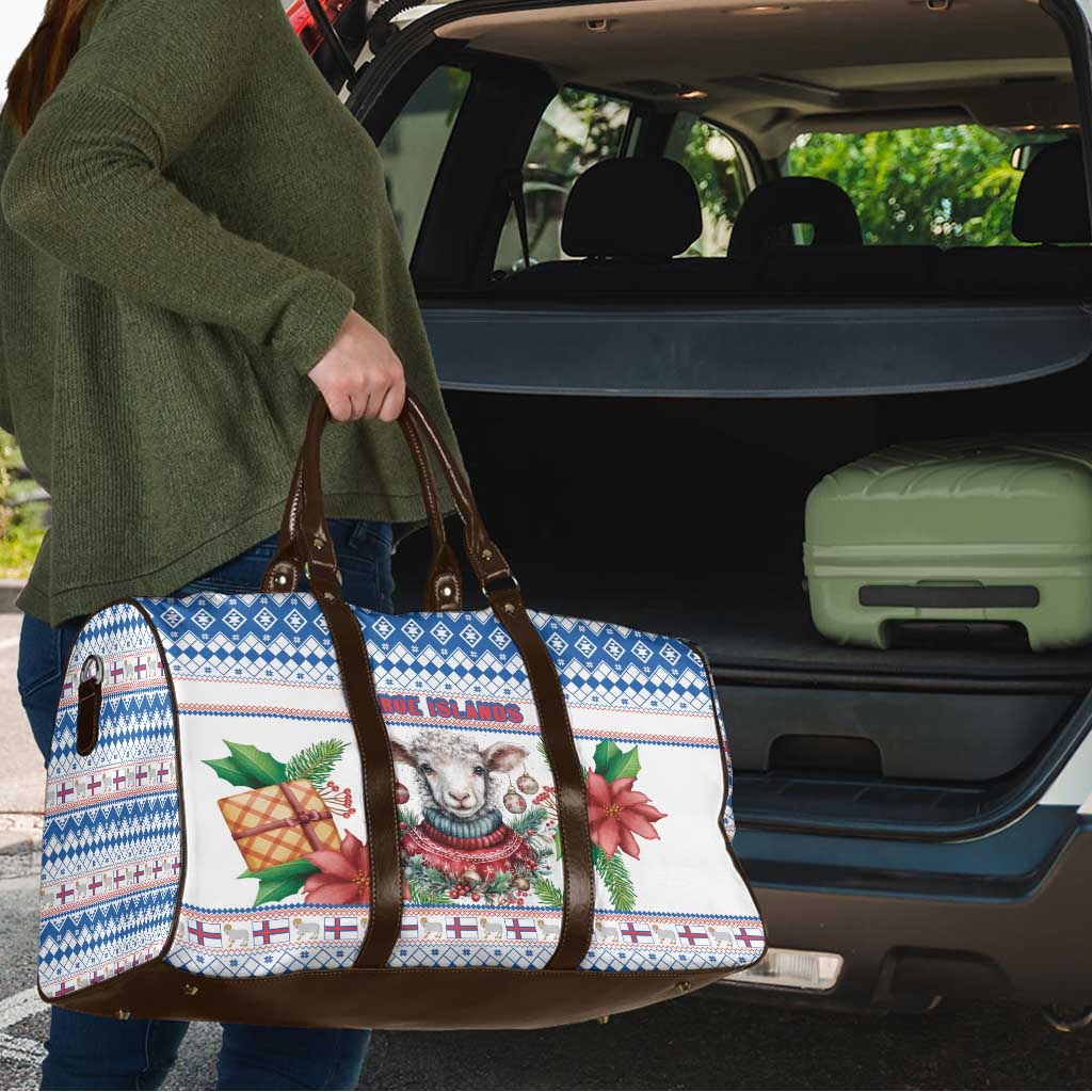 Faroe Islands Christmas Travel Bag Cute Faroese Sheep Xmas Patterns - Wonder Print Shop