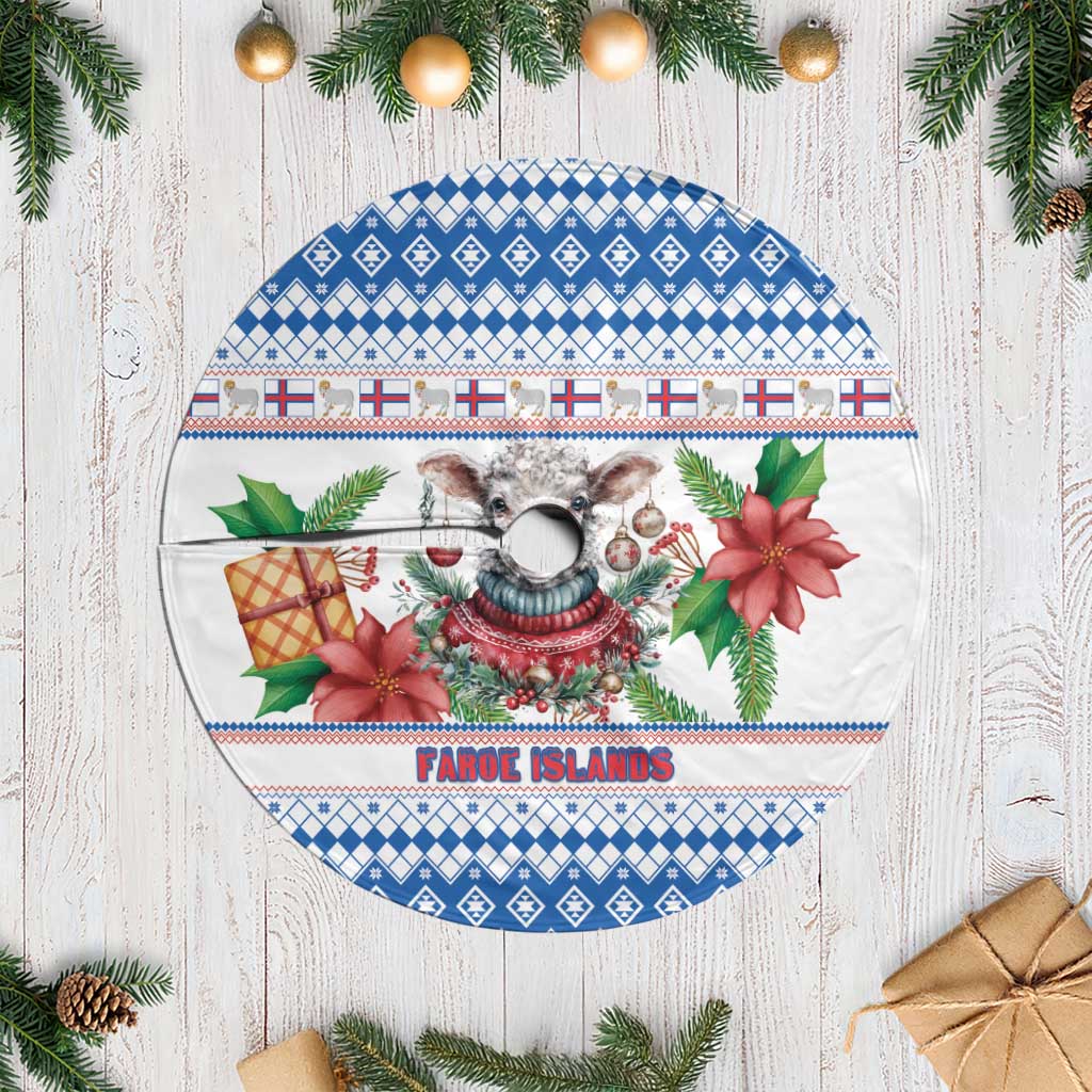 Faroe Islands Christmas Tree Skirt Cute Faroese Sheep Xmas Patterns - Wonder Print Shop
