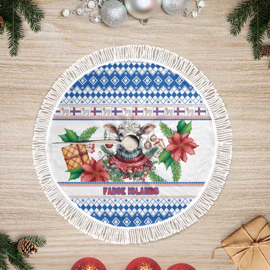 Faroe Islands Christmas Tree Skirt Cute Faroese Sheep Xmas Patterns - Wonder Print Shop