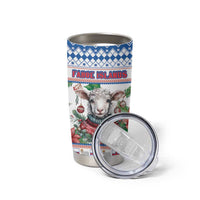 Faroe Islands Christmas Tumbler Cup Cute Faroese Sheep Xmas Patterns - Wonder Print Shop