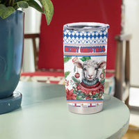 Faroe Islands Christmas Tumbler Cup Cute Faroese Sheep Xmas Patterns - Wonder Print Shop