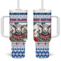 Faroe Islands Christmas Tumbler With Handle Cute Faroese Sheep Xmas Patterns - Wonder Print Shop