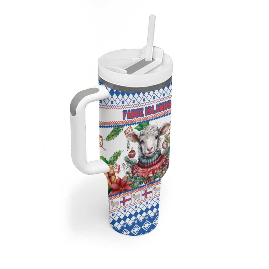 Faroe Islands Christmas Tumbler With Handle Cute Faroese Sheep Xmas Patterns - Wonder Print Shop