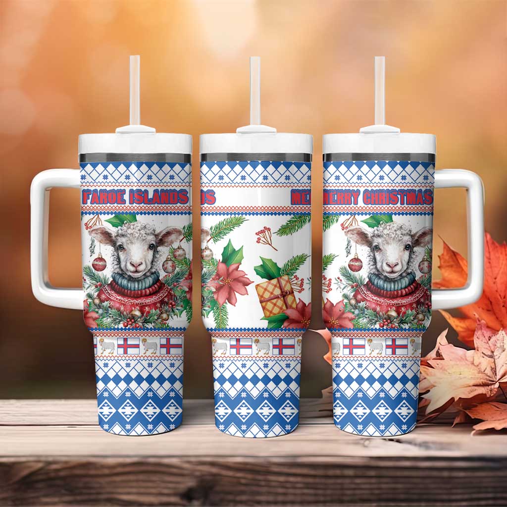 Faroe Islands Christmas Tumbler With Handle Cute Faroese Sheep Xmas Patterns - Wonder Print Shop