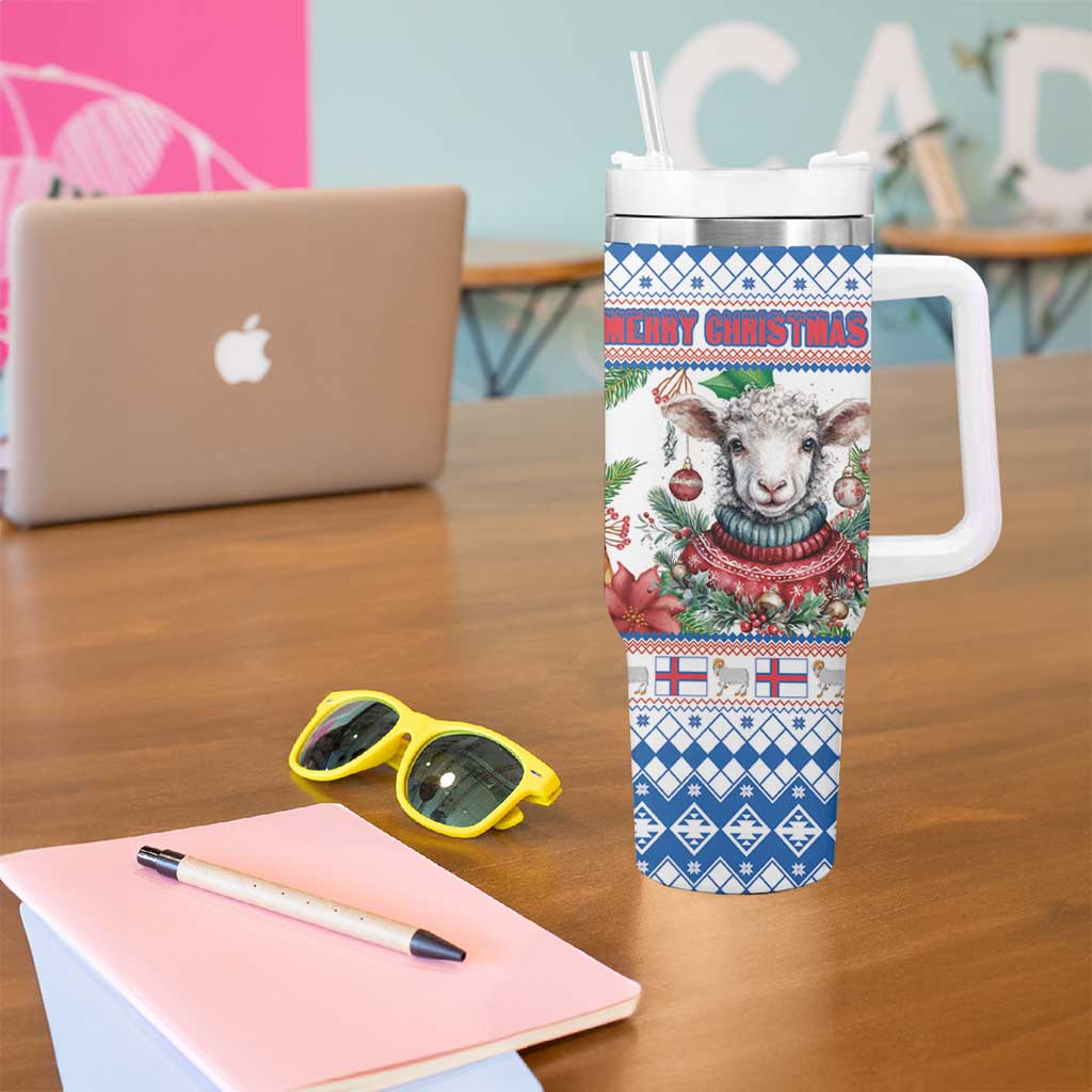 Faroe Islands Christmas Tumbler With Handle Cute Faroese Sheep Xmas Patterns - Wonder Print Shop