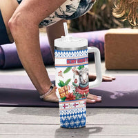 Faroe Islands Christmas Tumbler With Handle Cute Faroese Sheep Xmas Patterns - Wonder Print Shop