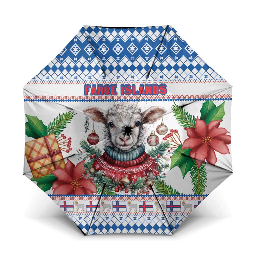 Faroe Islands Christmas Umbrella Cute Faroese Sheep Xmas Patterns - Wonder Print Shop