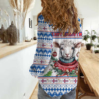 Faroe Islands Christmas Women Casual Shirt Cute Faroese Sheep Xmas Patterns - Wonder Print Shop