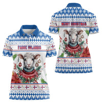 Faroe Islands Christmas Women Polo Shirt Cute Faroese Sheep Xmas Patterns - Wonder Print Shop
