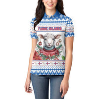 Faroe Islands Christmas Women Polo Shirt Cute Faroese Sheep Xmas Patterns - Wonder Print Shop