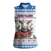 Faroe Islands Christmas Women Sleeveless Polo Shirt Cute Faroese Sheep Xmas Patterns - Wonder Print Shop