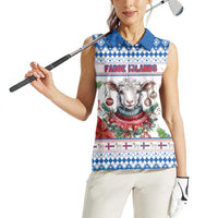 Faroe Islands Christmas Women Sleeveless Polo Shirt Cute Faroese Sheep Xmas Patterns - Wonder Print Shop