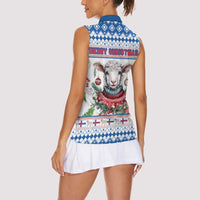 Faroe Islands Christmas Women Sleeveless Polo Shirt Cute Faroese Sheep Xmas Patterns - Wonder Print Shop