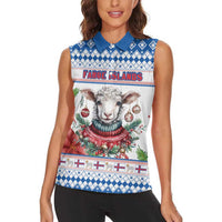 Faroe Islands Christmas Women Sleeveless Polo Shirt Cute Faroese Sheep Xmas Patterns - Wonder Print Shop