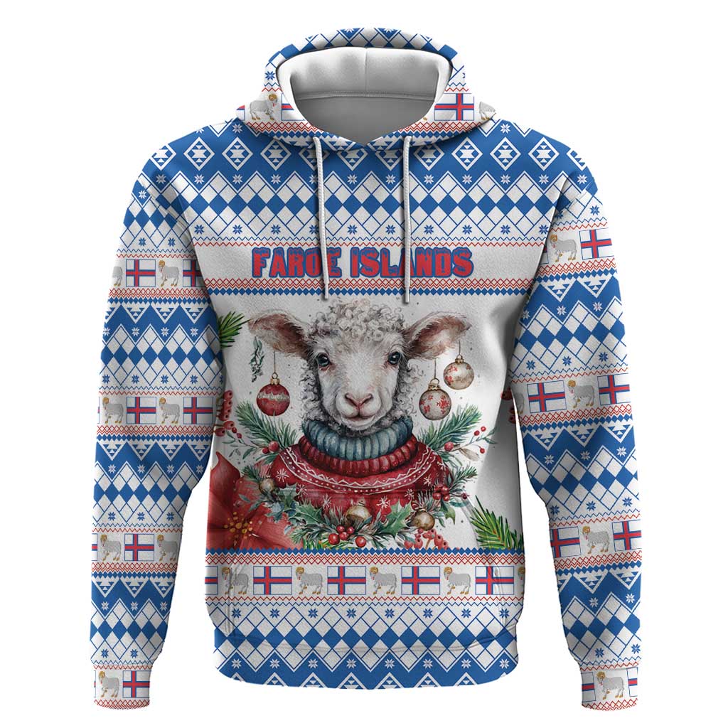 Faroe Islands Christmas Zip Hoodie Cute Faroese Sheep Xmas Patterns - Wonder Print Shop