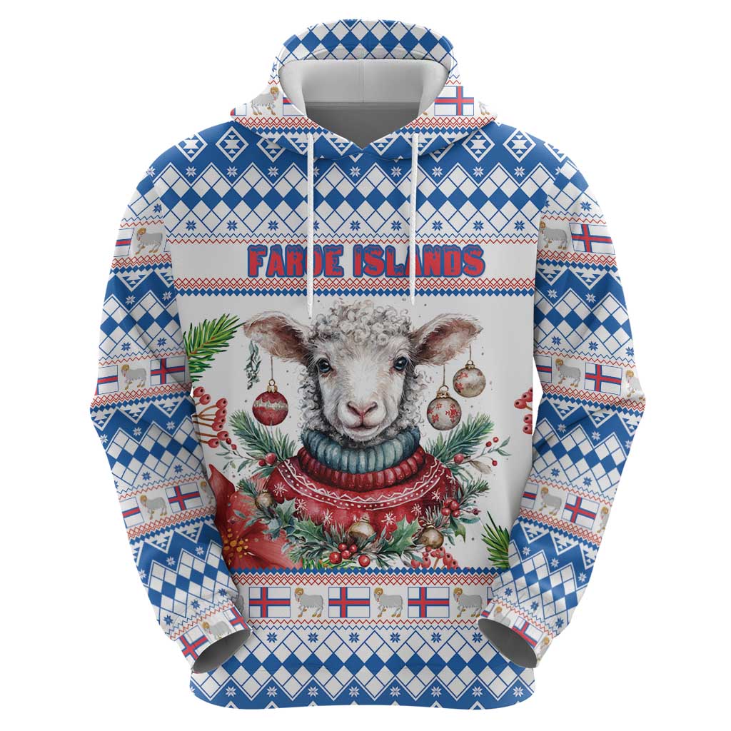 Faroe Islands Christmas Zip Hoodie Cute Faroese Sheep Xmas Patterns - Wonder Print Shop