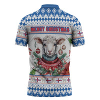 Faroe Islands Christmas Zipper Polo Shirt Cute Faroese Sheep Xmas Patterns - Wonder Print Shop