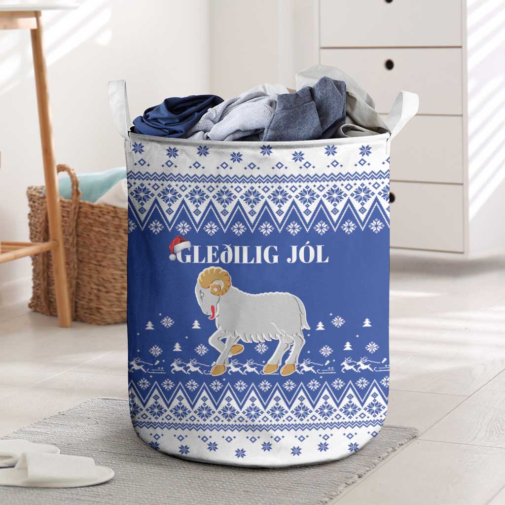 Faroe Islands Christmas Laundry Basket Coat Of Arms Xmas Patterns - Wonder Print Shop