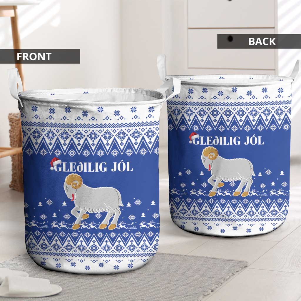 Faroe Islands Christmas Laundry Basket Coat Of Arms Xmas Patterns - Wonder Print Shop