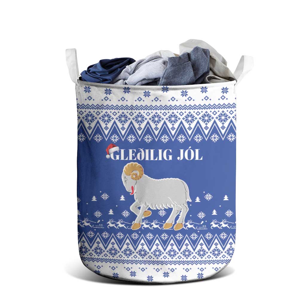 Faroe Islands Christmas Laundry Basket Coat Of Arms Xmas Patterns - Wonder Print Shop