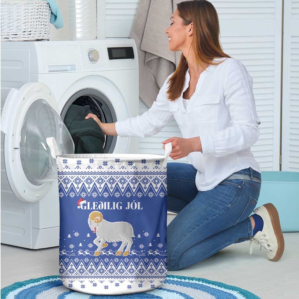 Faroe Islands Christmas Laundry Basket Coat Of Arms Xmas Patterns - Wonder Print Shop