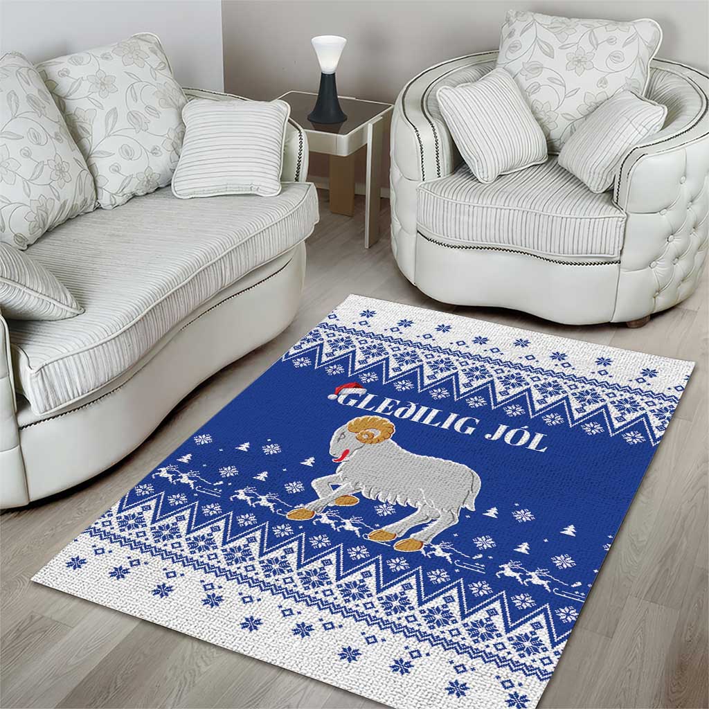 Faroe Islands Christmas Area Rug Coat Of Arms Xmas Patterns - Wonder Print Shop