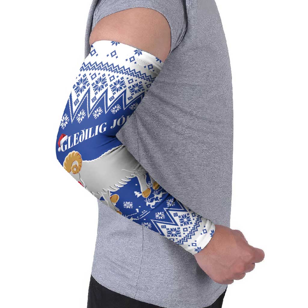 Faroe Islands Christmas Arm Sleeves Coat Of Arms Xmas Patterns - Wonder Print Shop