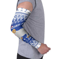 Faroe Islands Christmas Arm Sleeves Coat Of Arms Xmas Patterns - Wonder Print Shop
