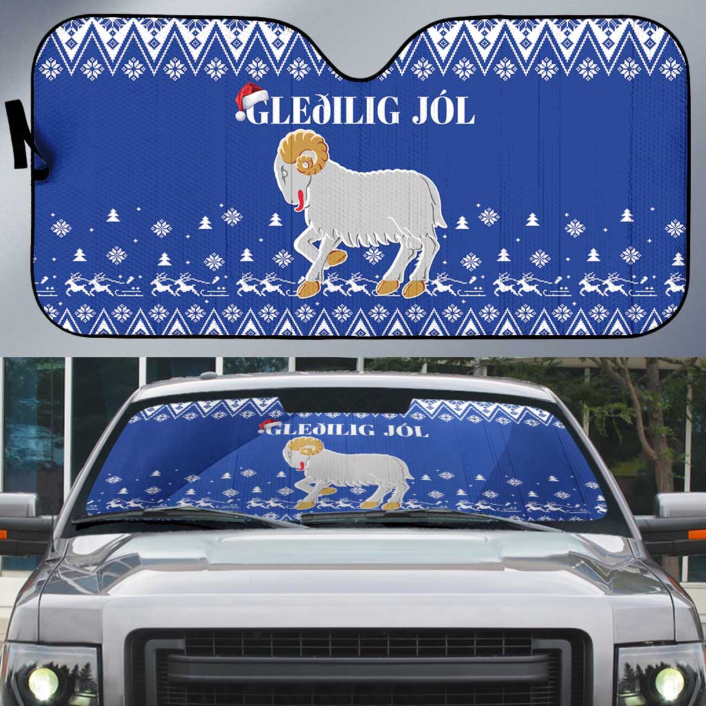 Faroe Islands Christmas Auto Sun Shade Coat Of Arms Xmas Patterns - Wonder Print Shop